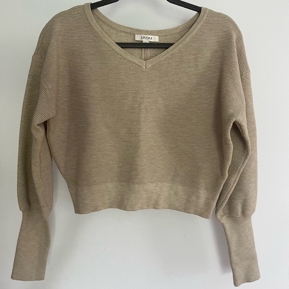 LIVOM Open Back Beige Women's Sweater
